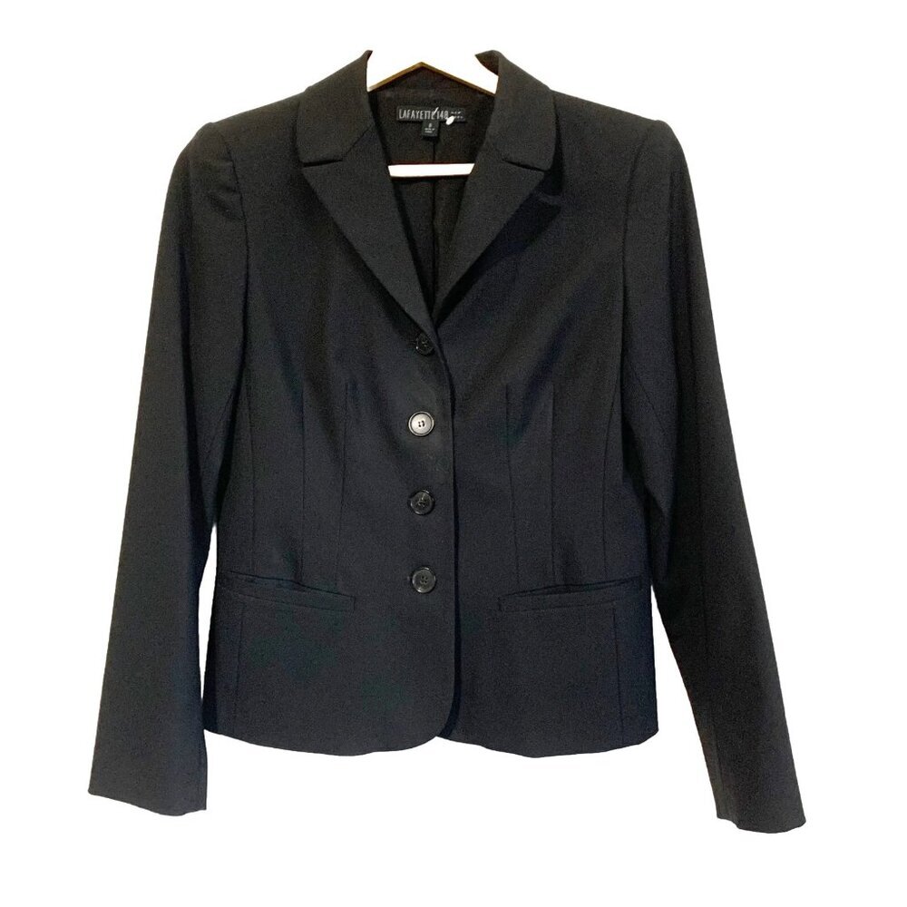 Lafayette 148 New York Women’s 6 Black Wool Blend Blazer Pocket Career